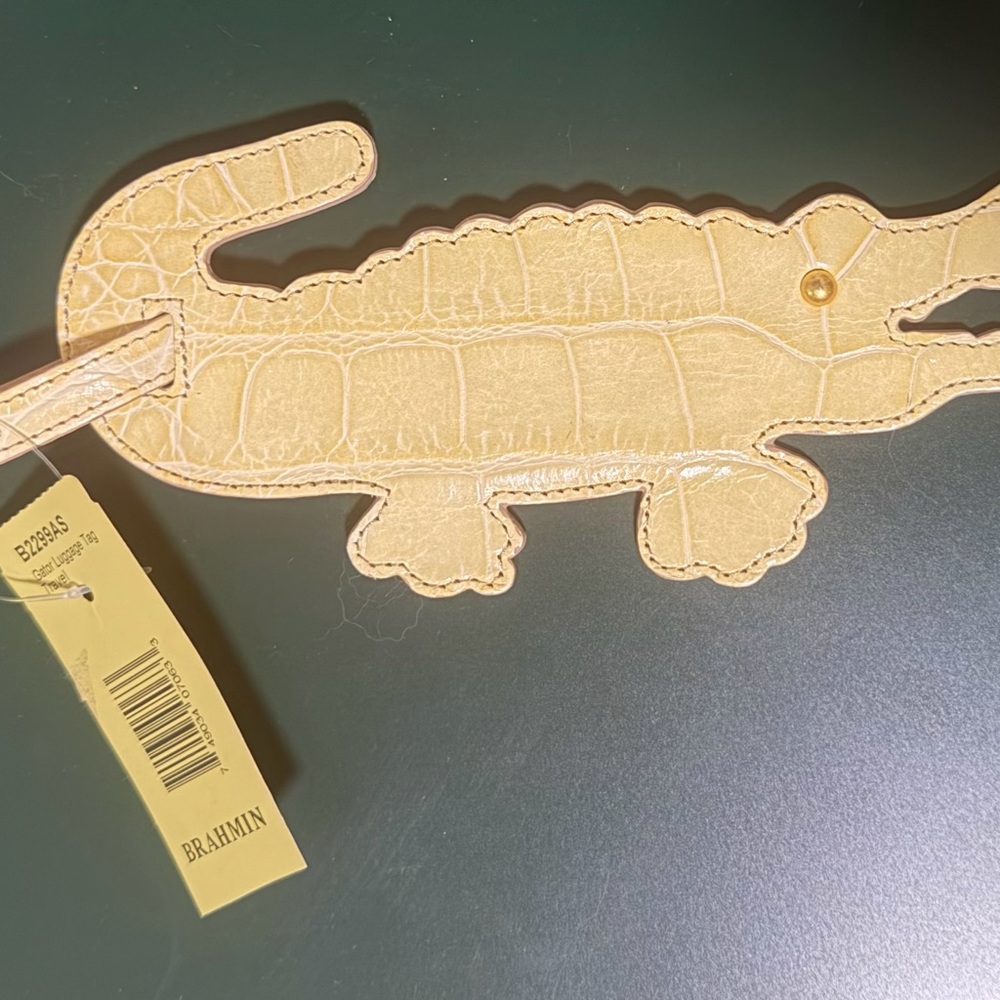 NWT Vintage Brahmin Cream Croc-Embossed Alligator Luggage Tag - Picture 10 of 10
